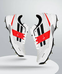 Zigaro Duster Full Spikes Cricket Shoes  For Men (White)
