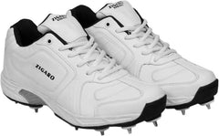 Zigaro Radiant White Full Spikes Cricket Shoes For Men (White, Black)