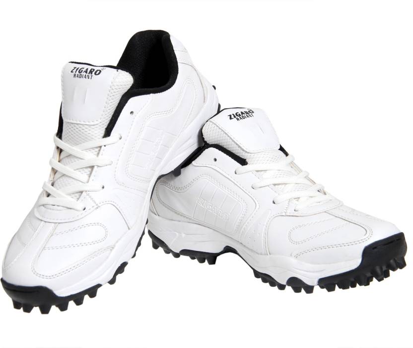Zigaro Radiant Cricket Shoes For Men (White, Black)