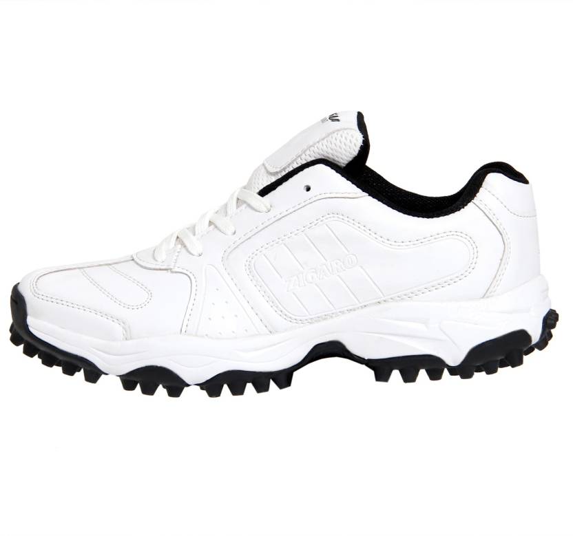 Zigaro Radiant Cricket Shoes For Men (White, Black)