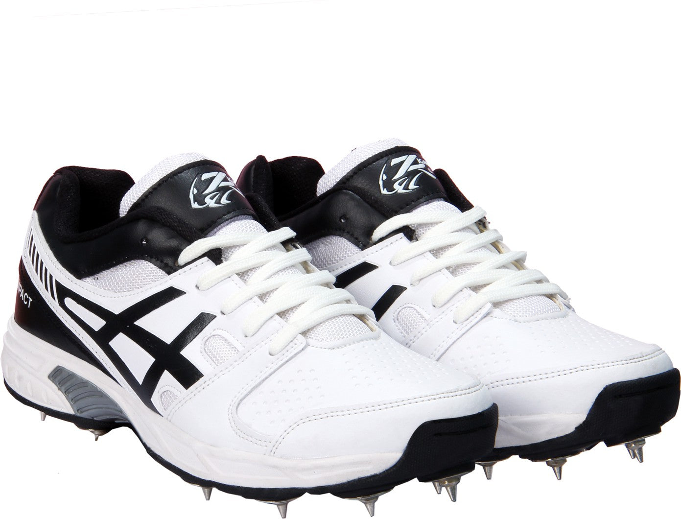 Zigaro Impact White Full Spikes Cricket Shoes For Men  (White)