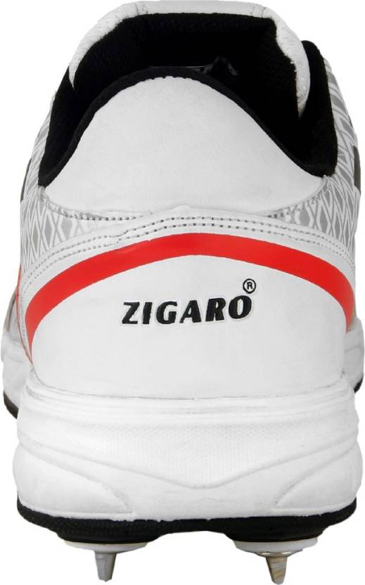 Zigaro Duster Full Spikes Cricket Shoes  For Men (White)