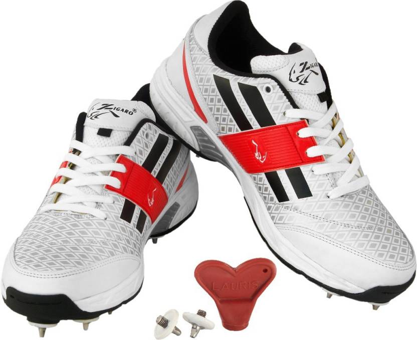 Zigaro Duster Full Spikes Cricket Shoes  For Men (White)