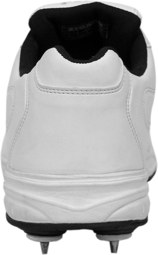 Zigaro Radiant White Full Spikes Cricket Shoes For Men (White, Black)