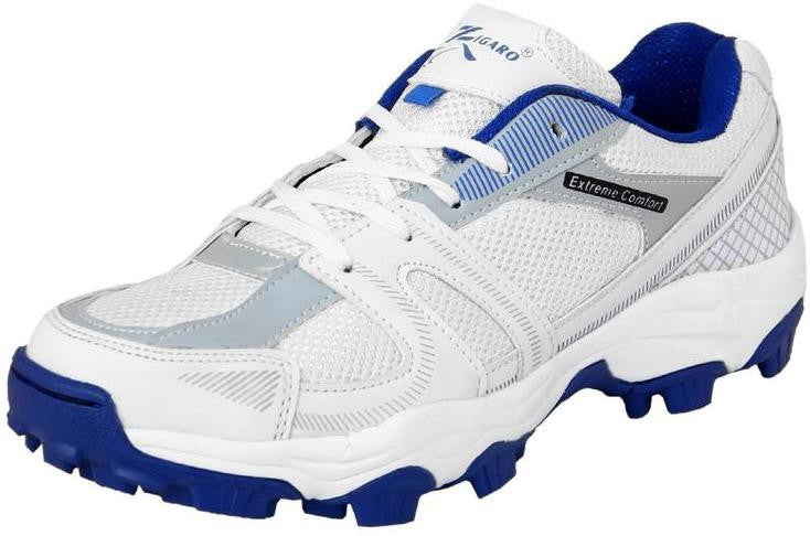 Zigaro Cricket Shoes For Men (White, Blue)