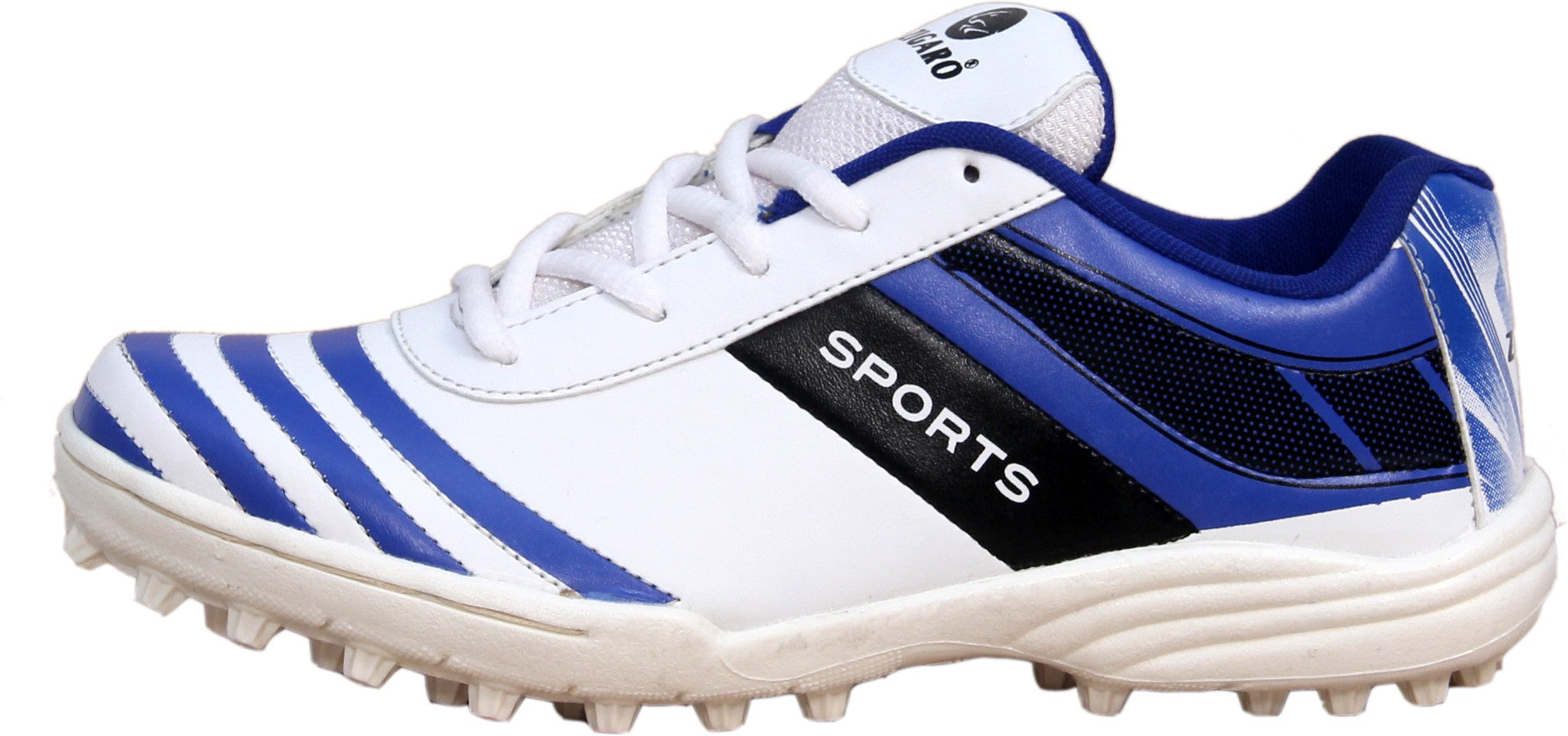 Zigaro Glancee Cricket Shoe For Men (White, Blue)